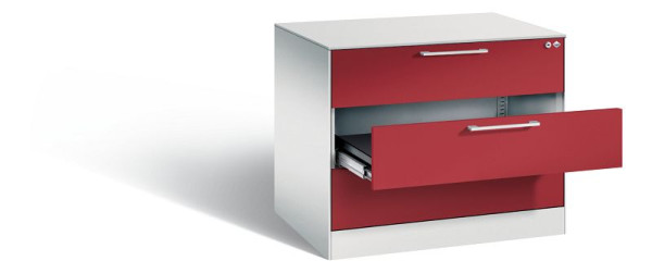 C+P archiefkast Asisto, H710xB800xD600mm, kleur: lichtgrijs/robijnrood, beugelgreep, 146273-323 S10173
