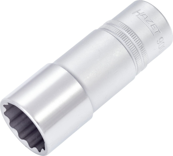 Hazet dopsleutelinzet, dubbele zeskant, hol vierkant 12,5 mm (1/2 inch), 24 mm, lange uitvoering met karteling, 900TZ-24