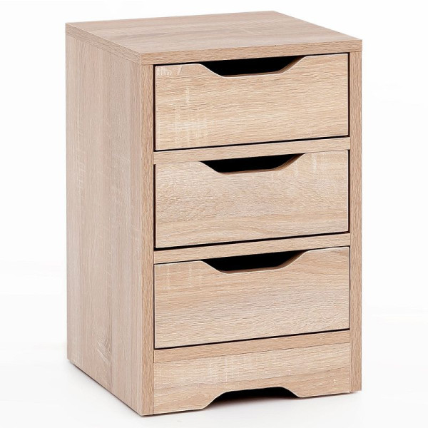 Wohnling nachtconsole 31x49x31 cm Sonoma met 3 lades, WL5.705