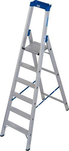 Krause trapladder van aluminium, inclusief plank en emmerhaak, 6 treden R 13, 307634