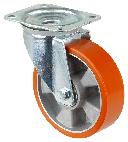 BS Rollen Zwaarlastwiel, breedte 50 mm, Ø160 mm, tot 600 kg, loopvlak polyurethaan gegoten 95 Shore A, wiellichaam aluminium, kogellagers, RR100.B90.160