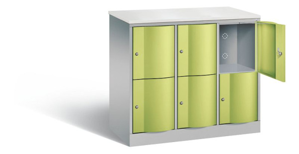 C+P lockerkast Resisto, H1077xB1148xD540mm, kleur: wit aluminium / virid green, 8472-372 S10164