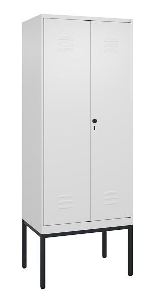 C+P Umkleidespind Classic PLUS, Doppel-Spind, Gestell, 2 Abteile, 2120x800x500mm, 9016/9016, Drehriegel, 0800327-22P S10014