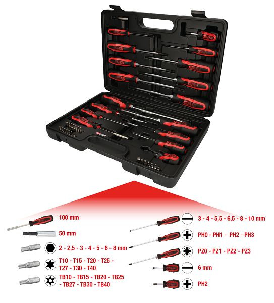KS Tools ERGOTORQUEplus schroevendraaier- en bitset, 39-delig, 159.0100