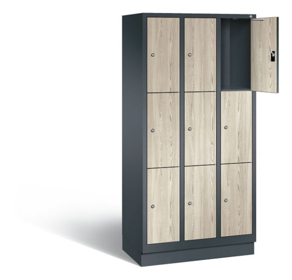 C+P lockerkast Evolo, H1800xB900xD500mm, kleur: antracietgrijs / Sen ash decor, 48020-303 S10248