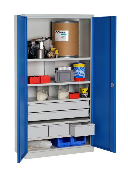 SOFAME ingerichte werkplaatskast 1000x500x1950mm, 2 laden (890x100) + 3 laden (295x160) + 5 planken, antracietgrijs, W030090028GCGA