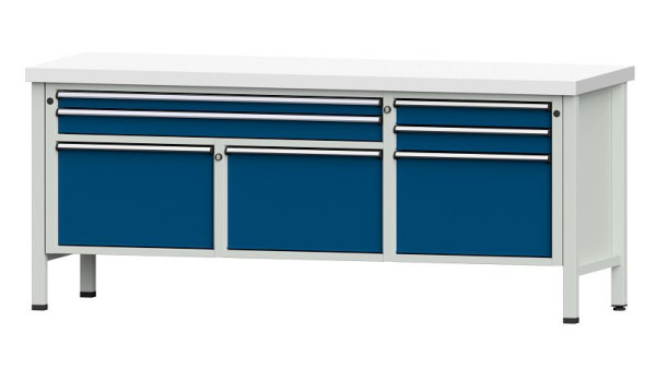 ANKE werkbanken kistwerkbank, model 281 V, 2000 x 700 x 850 mm, RAL 7035/5010, KSP 50 mm, 304.522