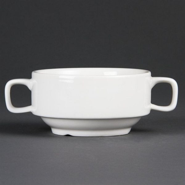 Olympia whiteware soepkommen met handvatten 40cl, pak van 6, C239