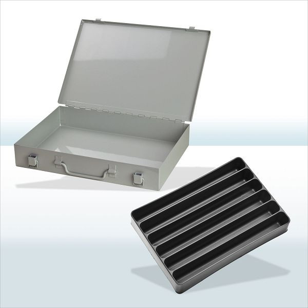 ADB plaatstalen kist met spansluiting / 6 keer dezelfde lengte / RAL 7035, 88609