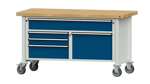 ANKE werkbanken kistwerkbank, model 256 V, 1500 x 700 x 850 mm, RAL 7035/5010, BMP 50 mm, verrijdbaar, 304.178