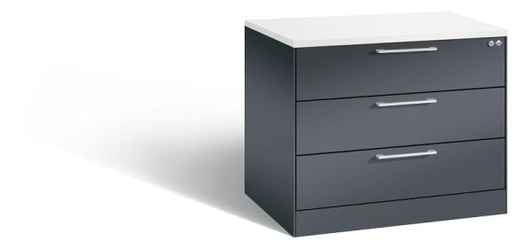 C+P archiefkast Asisto, H710xB800xD600mm, kleur: zwart-grijs, beugelgreep, 146273-323 S10198