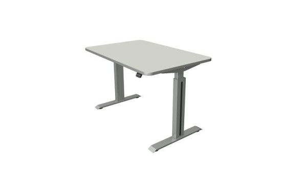 Kerkmann sta-/zittafel B 1200 x D 800 mm, zilver, elektrisch in hoogte verstelbaar van 740 - 1230 mm, lichtgrijs/zilver, 10175611