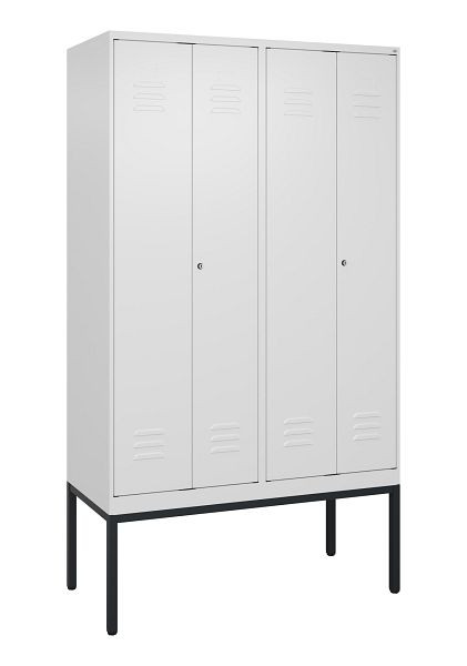 C+P Umkleidespind Classic PLUS, Doppel-Spind, Gestell, 4 Abteile, 2120x1200x500mm, 9016/9016, Zylinderschlösser, 0800327-40P S10029