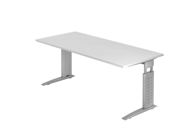 Hammerbacher bureau C-poot 180x80cm wit/zilver, werkhoogte 68-86 cm verstelbaar, VUS19/W/S