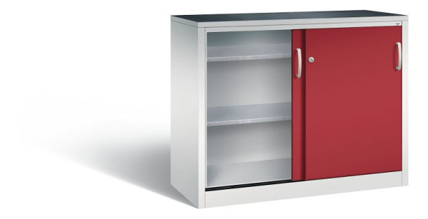 C+P schuifdeurkast Acurado, H1000xB1200xD500mm, kleur: lichtgrijs/robijnrood, 2056-092 S10013