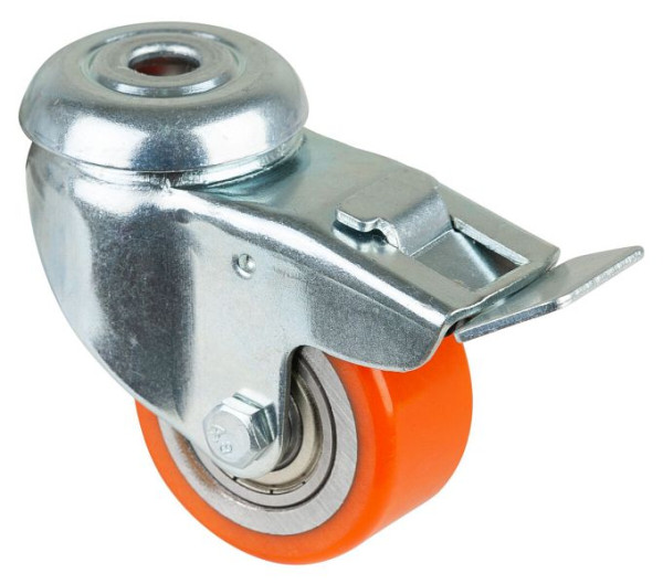 BS Rollen compact wiel met rem, wielbreedte 25 mm, wiel-Ø 50 mm, 120 kg, polyurethaan loopvlak, kogellager, verpakking van 2, A621.C10.050