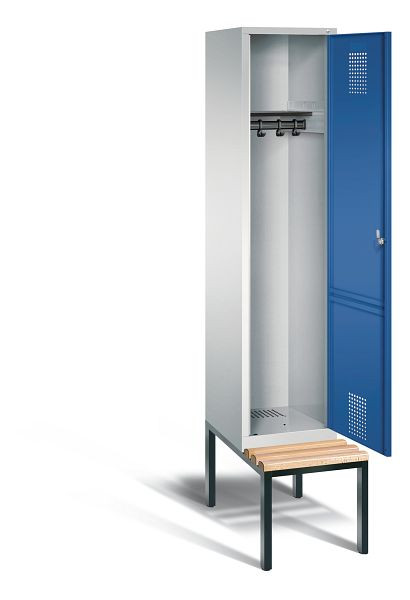 C+P Evolo kleerkast, H2090xB420xD815mm, kleur: lichtgrijs / gentiaanblauw, 48050-12 S10012