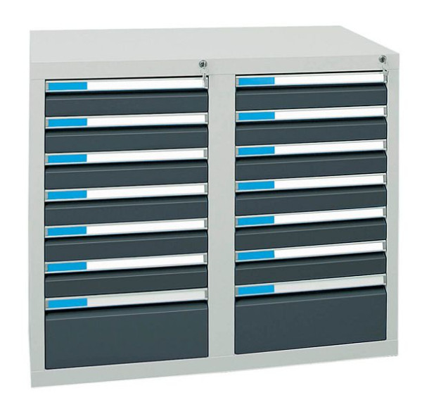 stumpf ladekast serie ESTA, RAL 7035/7016, 14 laden (12x100, 2x200 mm), 7602271