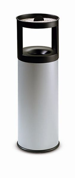 Afval-asbakcombinatie FLORENCE Grijs, B 250 x D 250 x H 800 mm, 390036