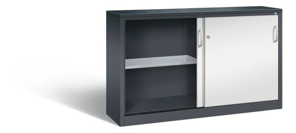 C+P schuifdeurkast Acurado, H1000xB1600xD400mm, kleur: zwartgrijs/lichtgrijs, beugelgreep, 2146-09 S10104