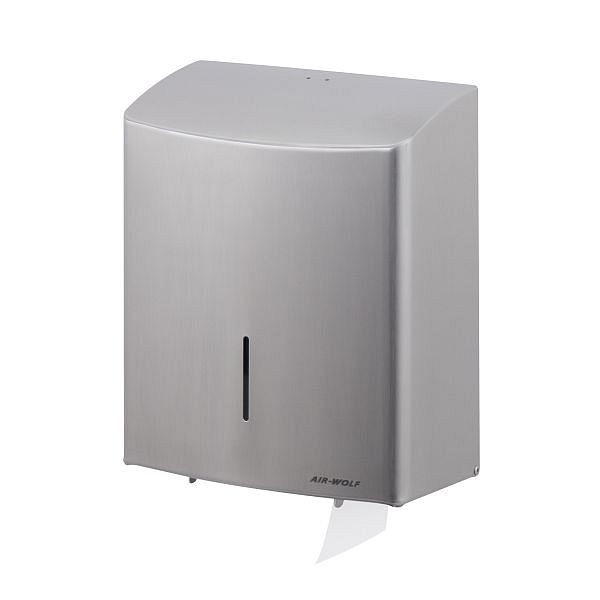 Air Wolf grote rollendispenser voor 1 grote rol, Alpha-serie, H x B x D: 333 x 265 x 147 mm, roestvrij staal geborsteld, 60-107