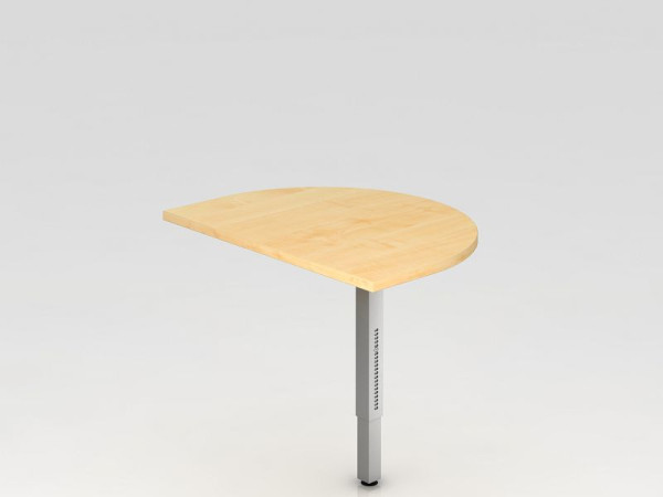 Hammerbacher aanschuiftafel met onderstel, vierkant 60x80cm esdoorn/zilver, afgerond voor bevestiging aan een bureau, VRA60/3/S