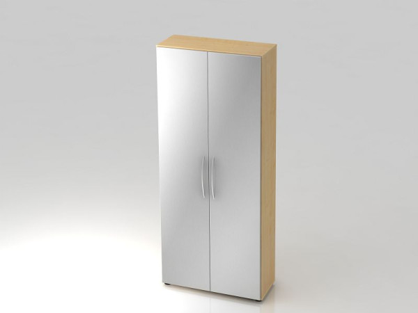 Hammerbacher kast 5OH 34, 6cm diepe beugelgreep esdoorn/zilver, 80x34,6x188 cm (BxDxH), V4100/3/S/BM
