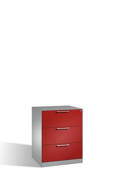 C+P hangarchiefkast Asisto, H1010xB800xD600mm, kleur: wit aluminium/robijnrood, beugelgreep, 146243-312 S10192