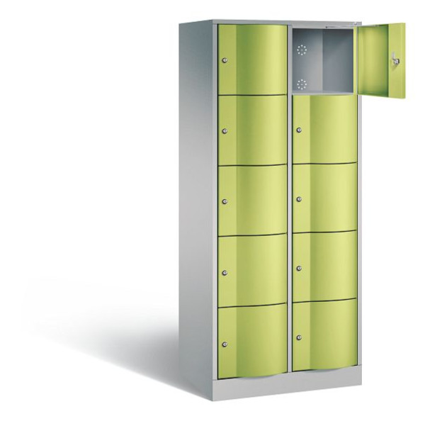 C+P lockerkast Resisto, H1950xW772xD540mm, kleur: wit aluminium / virid green, 8570-272 S10400