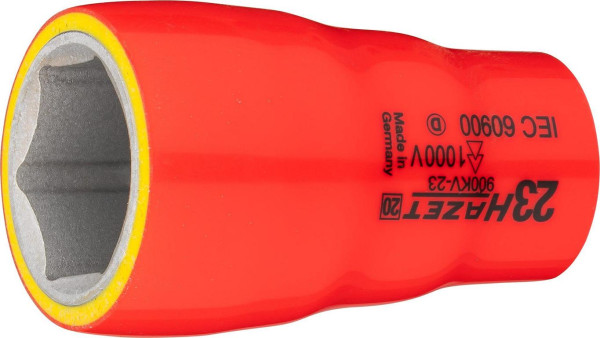 Hazet dopsleutelinzet, zeskant, dubbel geïsoleerd, hol vierkant 12,5 mm (1/2 inch), buitenzeskant trekprofiel, 23 mm, 900KV-23