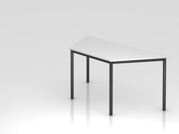 Hammerbacher trapeziumtafel rond onderstel 160x69cm wit/zwart, trapeziumvorm, VDRTR/W/D