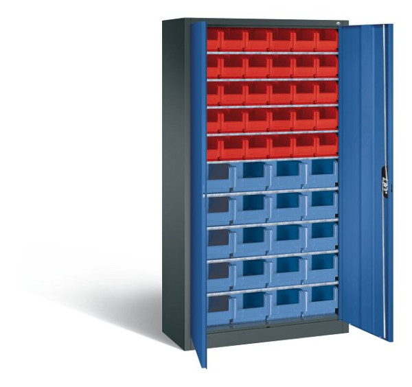 C+P tijdschriftenkast serie 13, H1980xB1000xD420mm, kleur: antracietgrijs / gentiaanblauw, verzonken handgreep, 133144-27 S10035