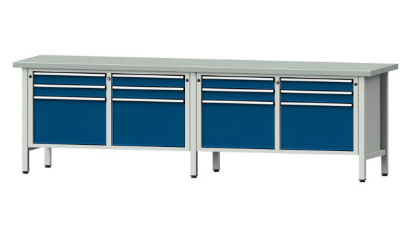 ANKE werkbanken kistwerkbank, model 233 V, 2800 x 700 x 840 mm, RAL 7035/5010, ZBP 40 mm, 305.060