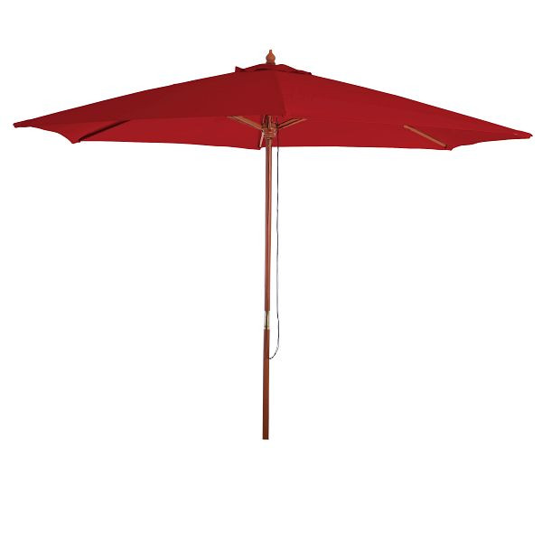Mendler Florida parasol, tuinparasol market parasol, Ø 3m polyester/hout, bordeaux, 25664