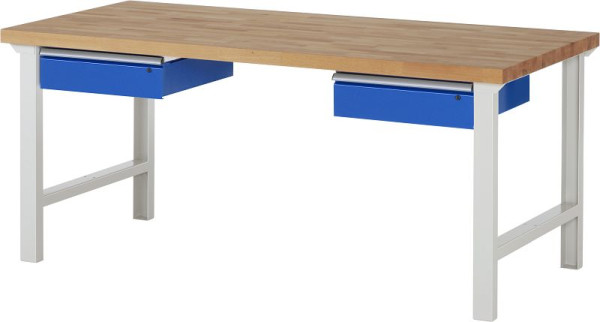 RAU werkbank serie 7000 - modulair ontwerp, 2 onderladen, 2000x840x900 mm, 03-7002A1-209B4S.11