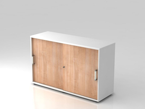 Hammerbacher schuifdeurkast 2OH 120cm chroomgreep wit/walnoot, 120x40x74,8 cm (BxDxH), V1752S/W/N/CE