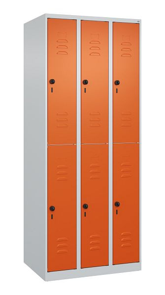 C+P Doppelstöckiger Spind Classic PLUS, 3 Abteile, 1850x750x500mm, 7035/2004, Drehriegel, 080300-39 S10000