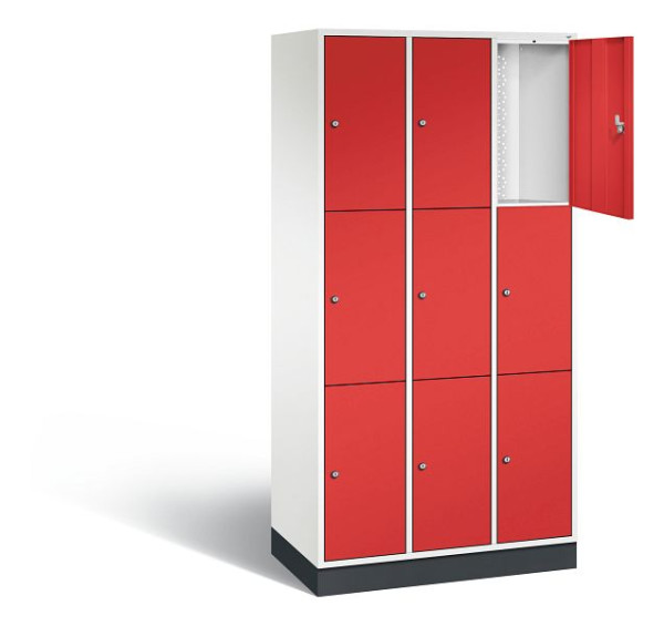 C+P lockerkast Intro, H1950xW920xD490mm, kleur: verkeerswit / vuurrood, 8370-301 S10070
