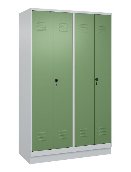 C+P Umkleidespind Classic PLUS SW, Sockel, 4 Abteile, 1950x1200x500mm, 7035/6011, Drehriegel, 080022-40 S10006