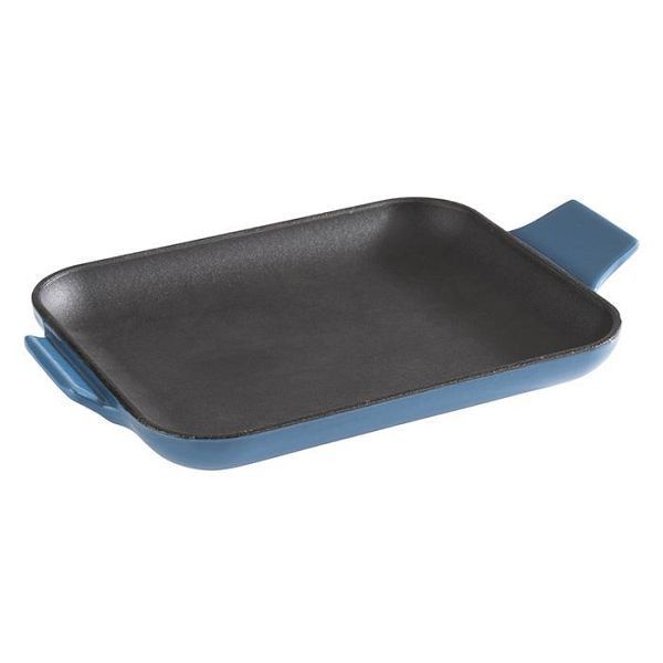 APS serveerpan -CAST IRON-, 16 x 13 cm, hoogte: 2 cm, gietijzer, geëmailleerd, binnenkant: zwart, buitenkant: blauw, glanzend, 88228