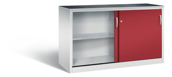 C+P schuifdeurkast Acurado, H1000xB1600xD600mm, kleur: lichtgrijs/robijnrood, beugelgreep, 2166-09 S10043