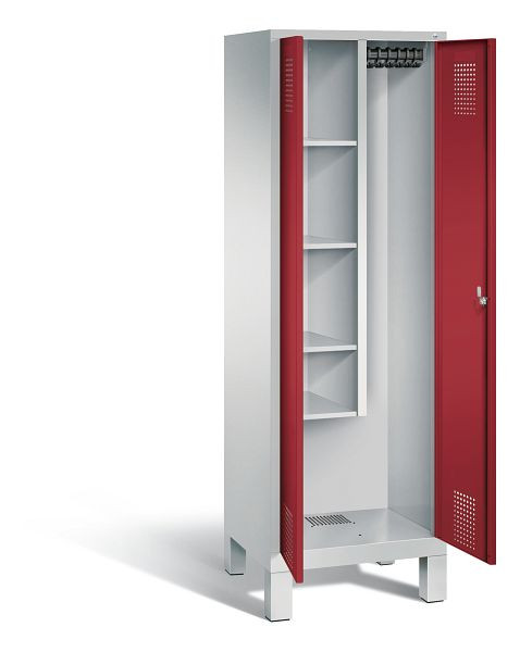 C+P reinigingsmiddelenkast Evolo, H1850xB610xD500mm, kleur: lichtgrijs/robijnrood, 48110-00 S10063
