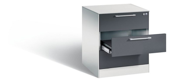 C+P archiefkast Asisto, H710xB562xD600mm, kleur: lichtgrijs/zwartgrijs, beugelgreep, 146274-322 S10054