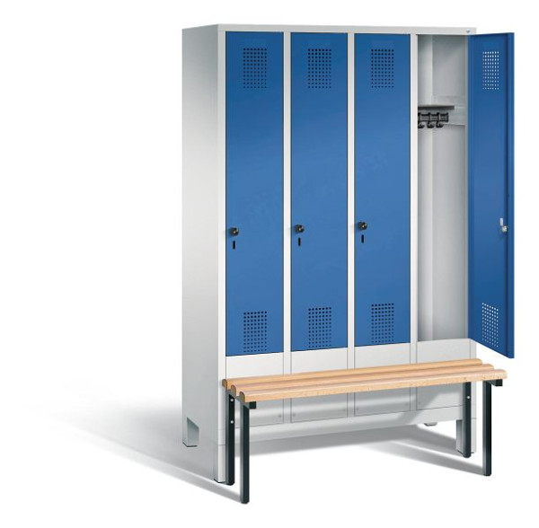 C+P Evolo kleerkast, H1850xB1190xD815mm, kleur: lichtgrijs / gentiaanblauw, 48030-40 S10124