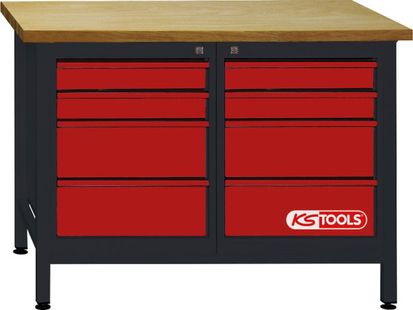 KS Tools werkbank met 8 laden, H840xB1200xD600mm, 865.0007