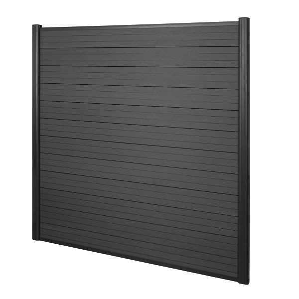Mendler WPC inkijkscherm Sarthe, windscherm, aluminium paal, basiselement, 1.90m antraciet, 64994+64995+64996