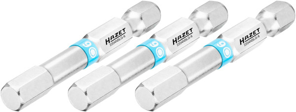Hazet bit, massief zeskant 6,3 (1/4 inch), binnenzeskant profiel, 6 mm, aantal gereedschappen: 3, lange uitvoering, sleutelmaat: 6 mm, 2204NSLG-6/3