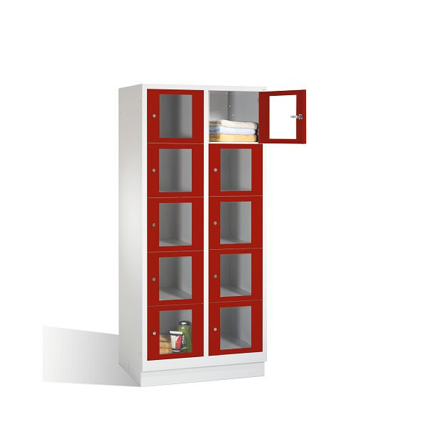 C+P lockerkast Classic, H1800xW810xD500mm, kleur: lichtgrijs/robijnrood, 8020A225 S10001