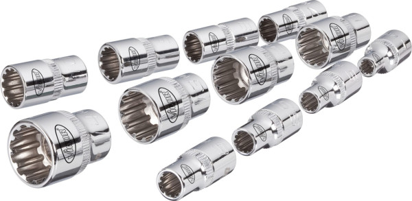VIGOR multi-profiel dopsleutelset, hol vierkant 6,3 mm (1/4 inch), multi-profiel, 4 - 14, aantal gereedschappen: 12, V1897