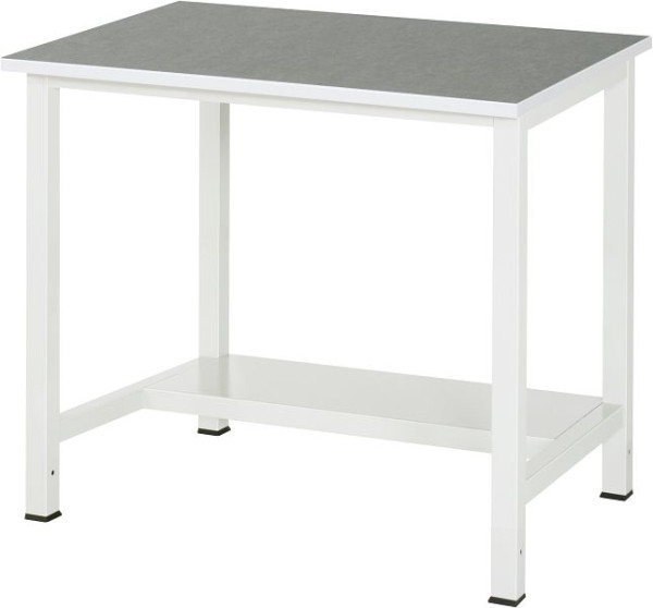 RAU werktafel serie 900, B1000xD800xH825mm, blad met universeel/linoleum bekleding, met plank onder, 320mm diep, 03-900-3-L25-10.12